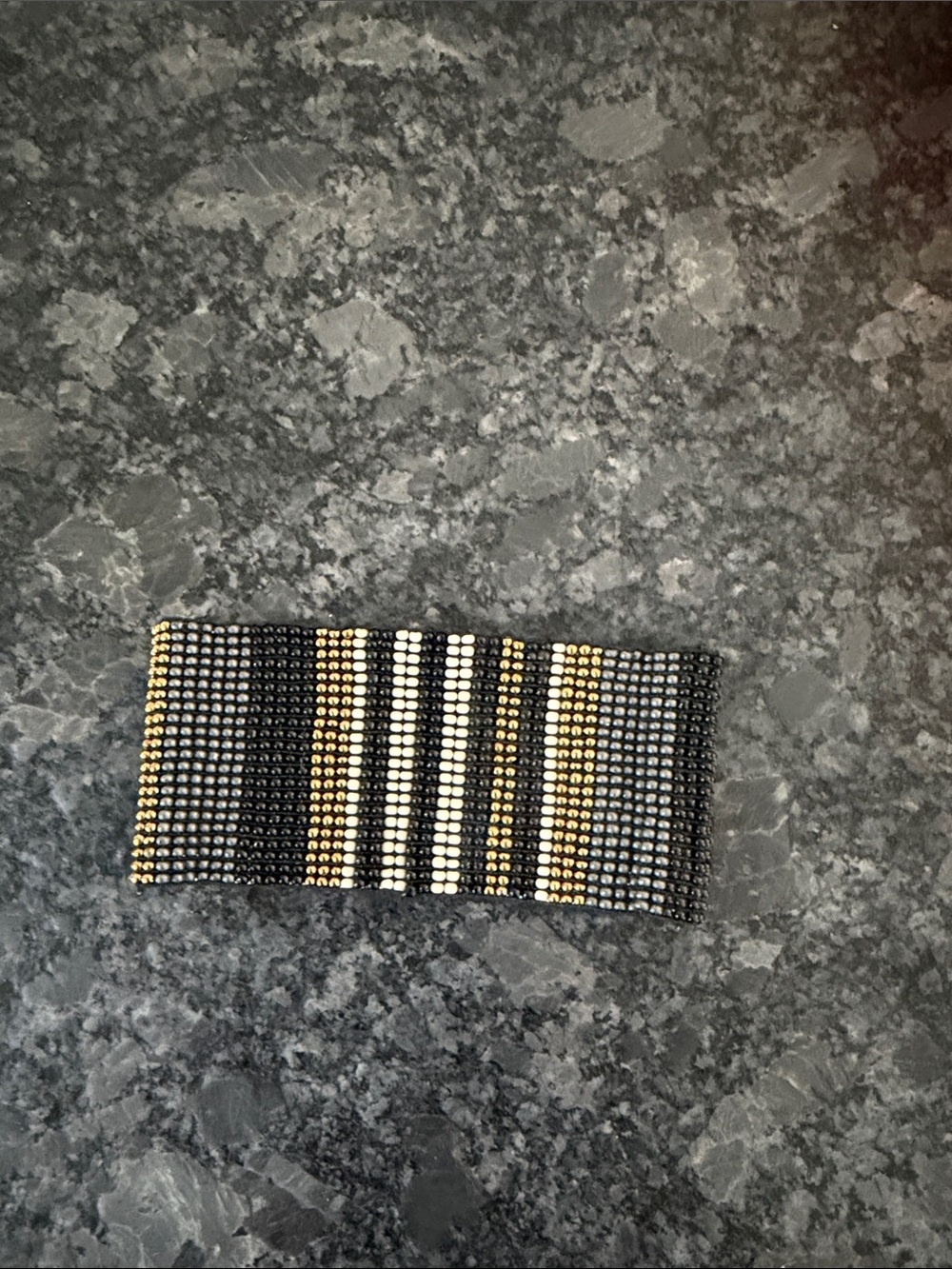 Ink + Alloy Black, Ivory, Gold, Stripe Stretch Bracelet